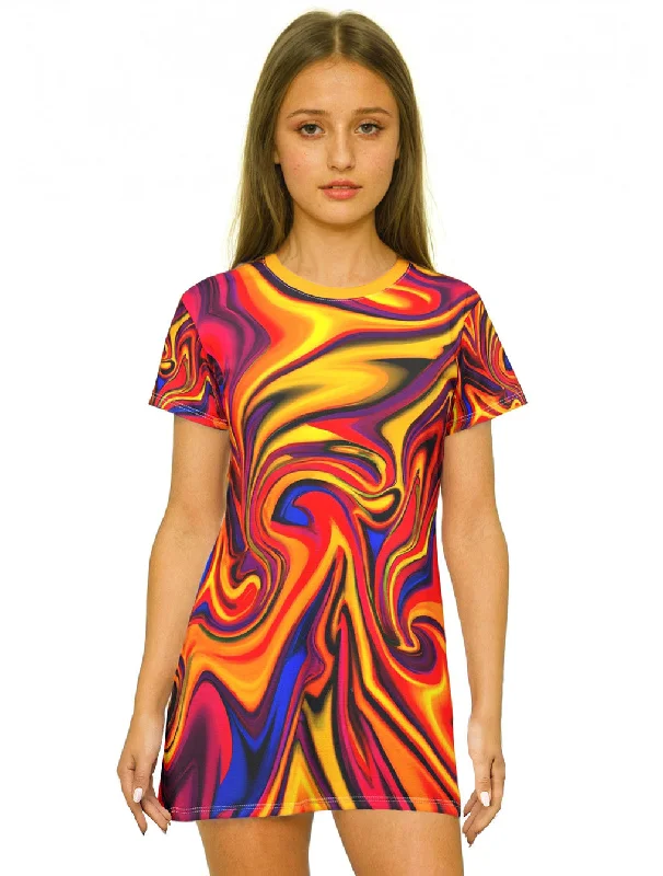 Fruity Fun Banter T-Shirt Dress Houndstooth Herringbone Solid