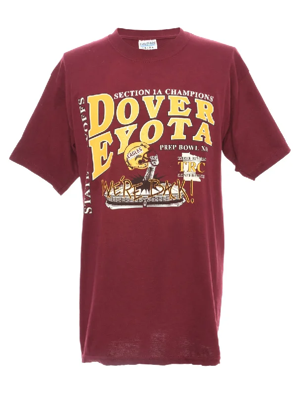 Gildan Yellow & Maroon Eagles T-shirt - L Rayon Velvet Corduroy