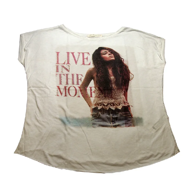 H&B WITH LOVE- LIVE IN THE MOMENT PRINTED T-SHIRT WHITE Jersey Fabric Tulle Fabric Batik Fabric H&B WITH LOVE- LIVE IN THE MOMENT PRINTED T-SHIRT WHITE Jersey Fabric Tulle Fabric Batik Fabric
