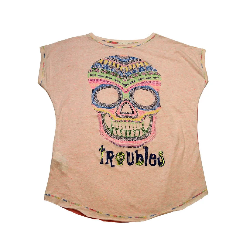 H&B WITH LOVE - TROUBLES T-SHIRT - PINK Mesh Canvas Denim