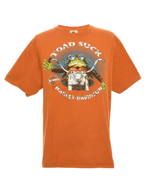 Harley Davidson Graphic Printed T-shirt - L Terry Blend Velvet Blend Canvas Blend