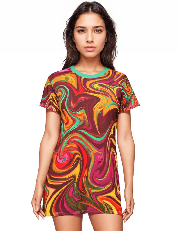 Hawaiian Breeze T-Shirt Dress Cozy Warm Stylish