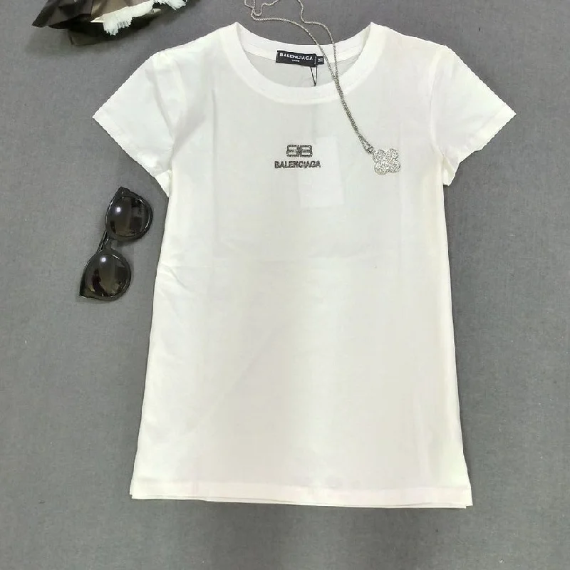 BB Initial T-shirt For Women Notch Collar Peter Pan Collar Cowl Neck