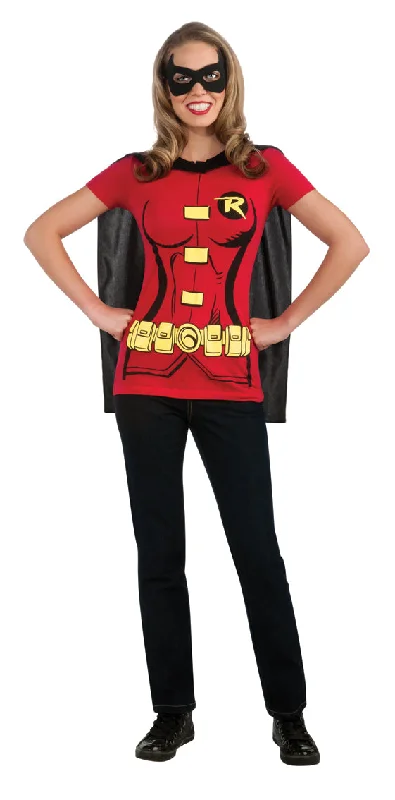 Officially Licensed Robin T-Shirt and Cape Zippered Front Buttoned Front Snap Front