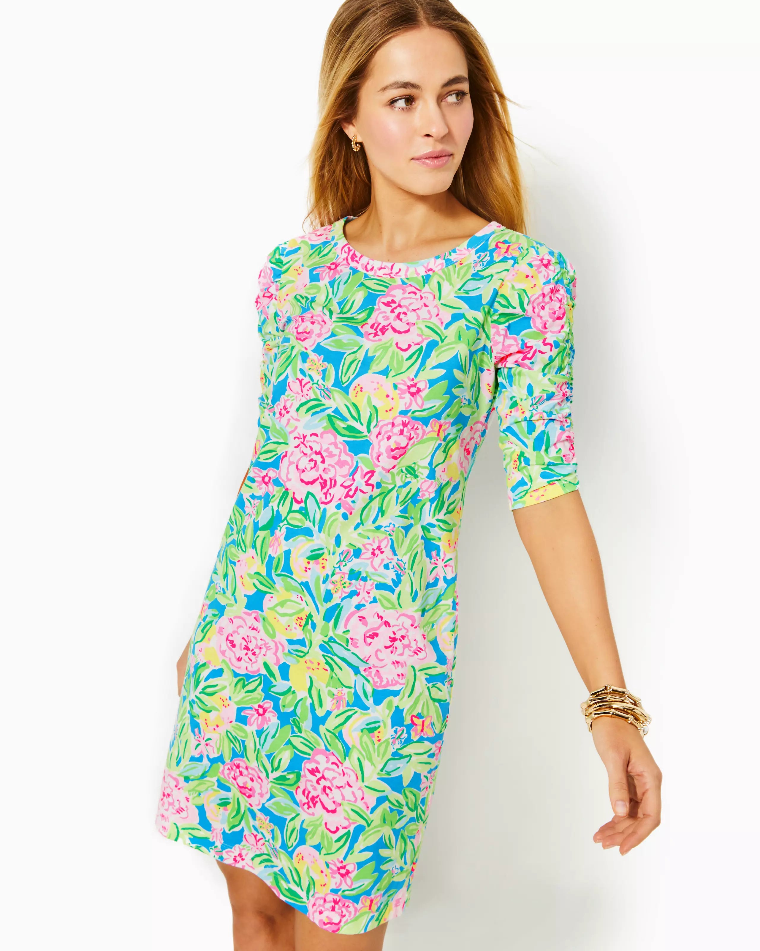 Lilly Pulitzer Women's Belden T-Shirt Dress - Multi Grove Garden Satin Fabric Silk Fabric Chiffon Fabric
