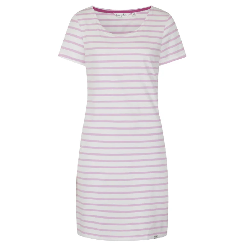 LJ115 - T-Shirt Dress - Chalky Pink Cashmere Blend Cotton Blend Poly Blend