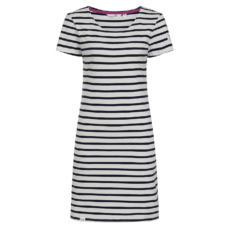 LJ115 - Ladies Striped T-Shirt Dress - Marine Denim Fabric Leather Fabric Suede Fabric LJ115 - Ladies Striped T-Shirt Dress - Marine Denim Fabric Leather Fabric Suede Fabric