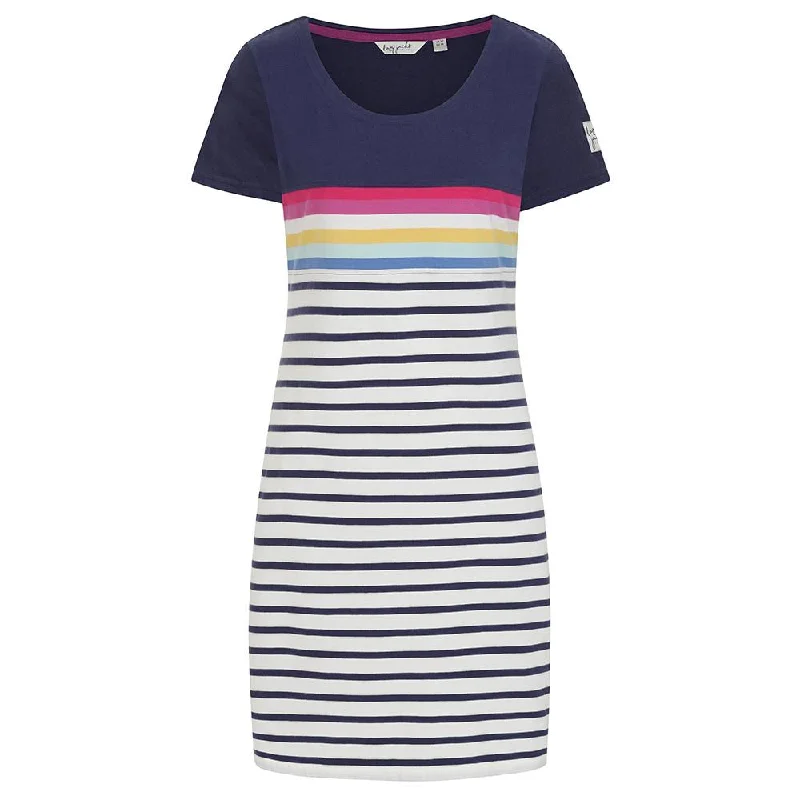LJ115 - Striped T-Shirt Dress - Prism Welt Pockets Slit Pockets