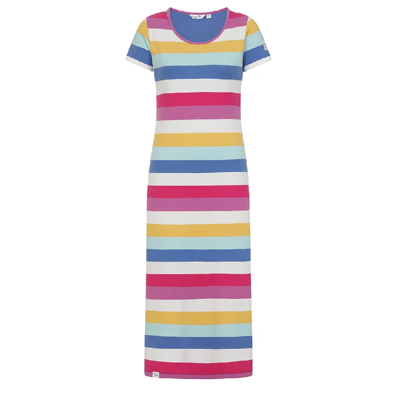 LJ150 - Long T-Shirt Dress - Multi Striped Floral Plaid