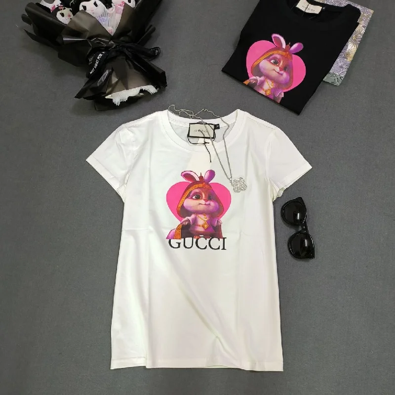 Lola Bunny Print White T-shirt For Women Rayon Velvet Corduroy