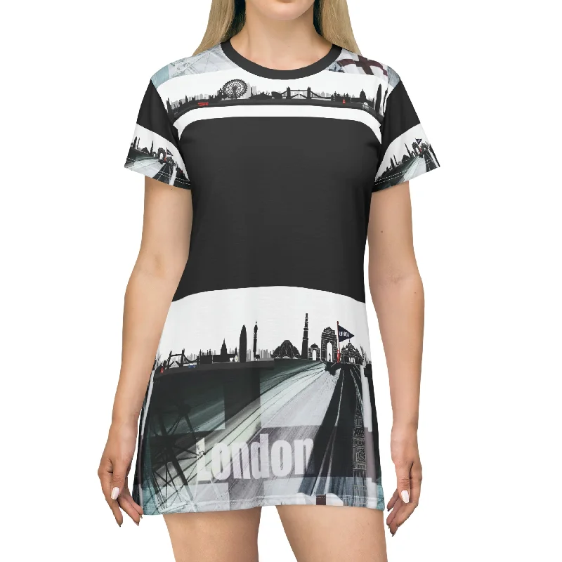 LONDON MONO T-Shirt Dress (AOP) Rayon Fabric Velvet Fabric Corduroy Fabric
