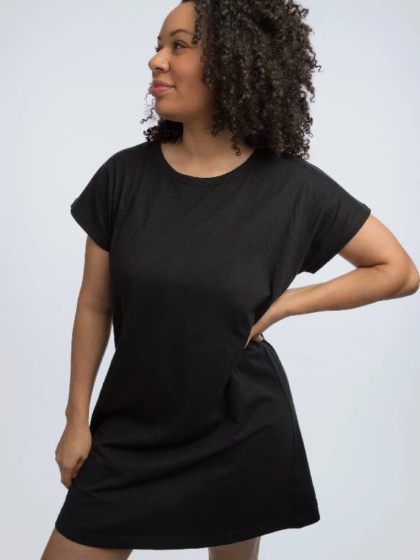 Loose t-shirt dress Ribbed T-Shirt High Neck Heavyweight