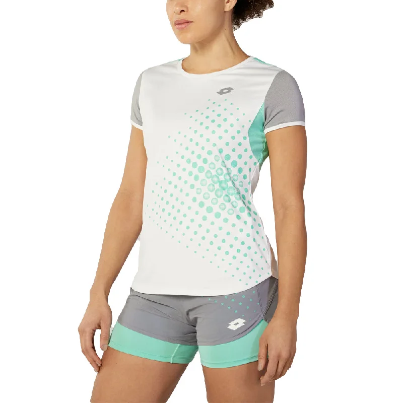 Lotto Top W IV Tee I (Women's) - Bright White/Green Jersey Fabric Tulle Fabric Batik Fabric