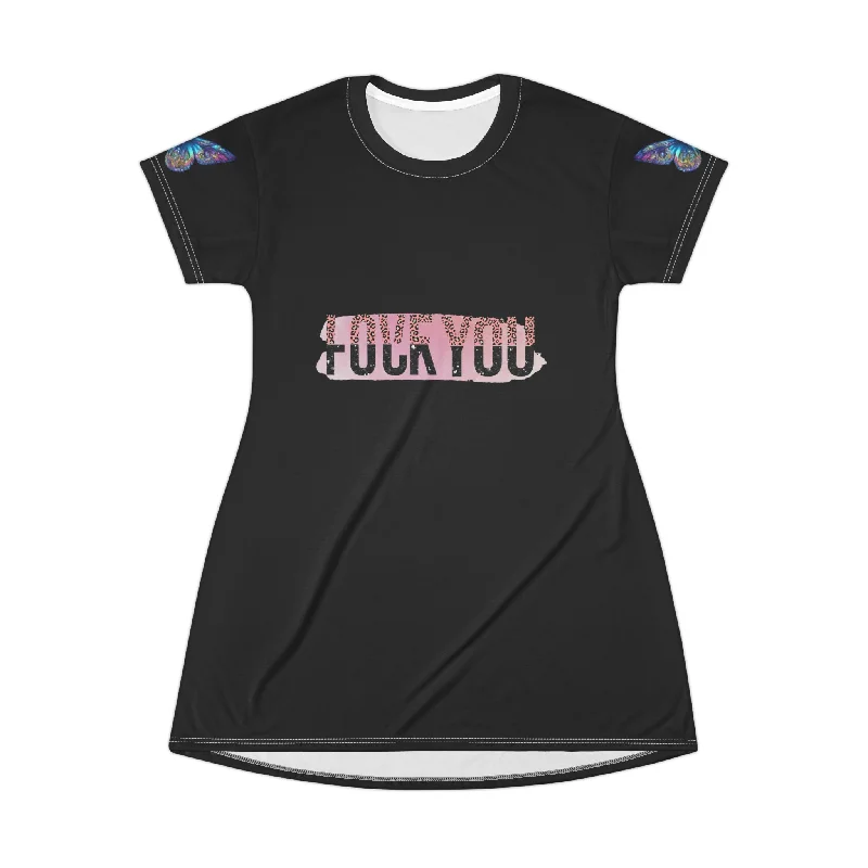 Lover you fk you - Butterflies T-Shirt Dress (AOP) Satin Fabric Silk Fabric Chiffon Fabric Lover you fk you - Butterflies T-Shirt Dress (AOP) Satin Fabric Silk Fabric Chiffon Fabric