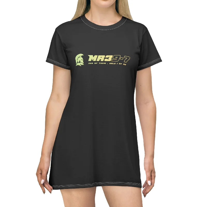 MR39-7 T-Shirt Dress (AOP) Hooded Caped Shawl Collar