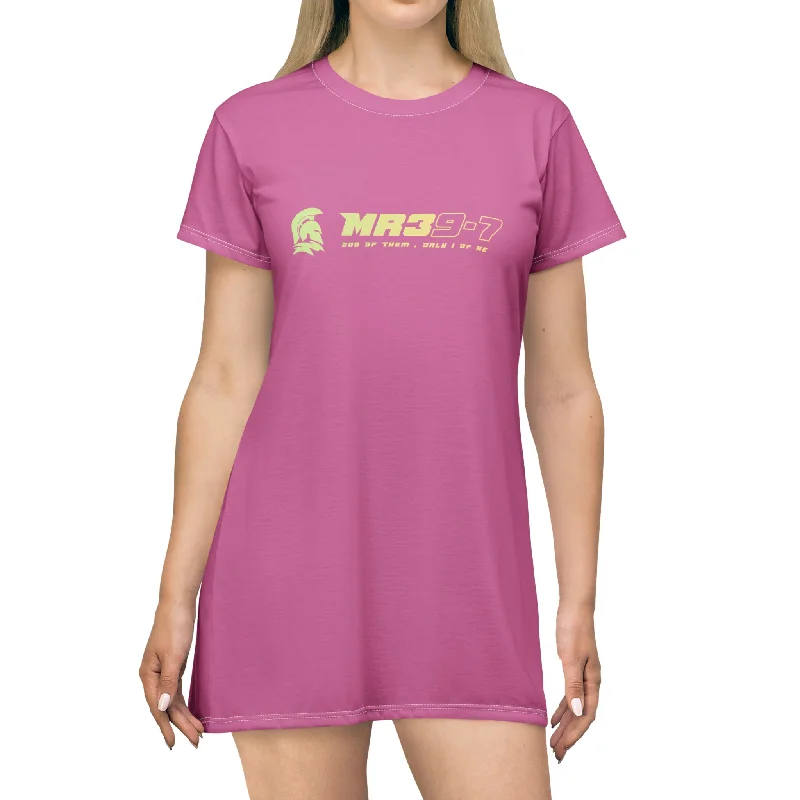 MR39-7 T-Shirt Dress (AOP) Zippered Front Buttoned Front Snap Front