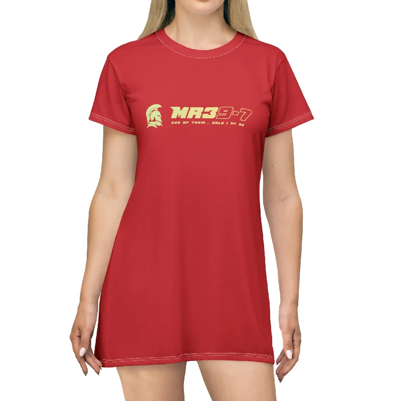 MR39-7 T-Shirt Dress (AOP) Houndstooth Herringbone Solid