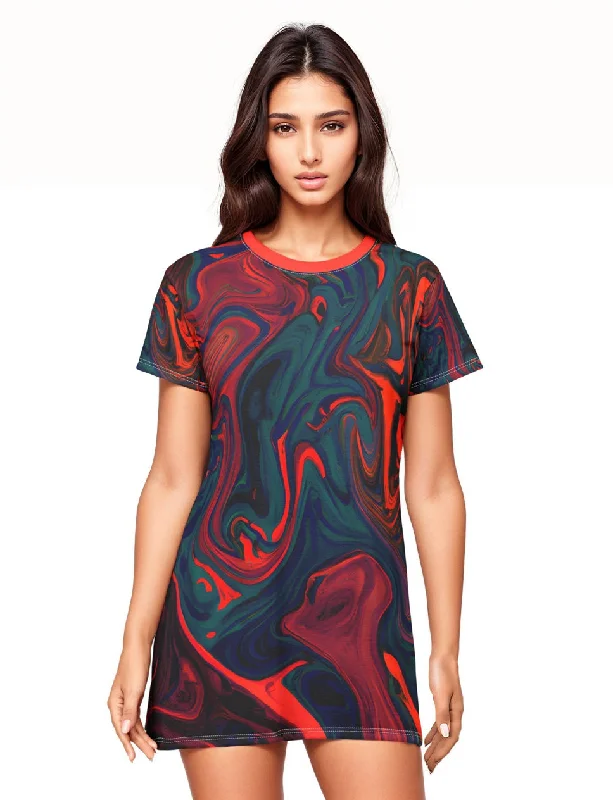 Painted Trip T-Shirt Dress Jersey Fabric Tulle Fabric Batik Fabric
