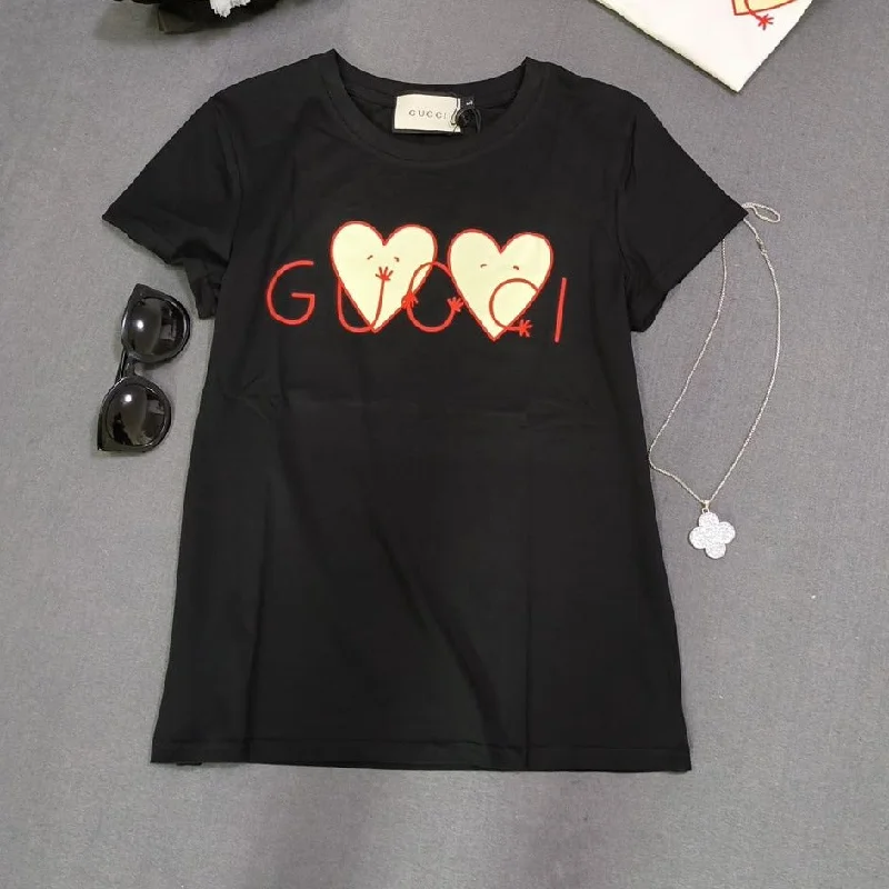 Heart Print T-shirt For Women Nylon Fabric Polyester Fabric Spandex Fabric