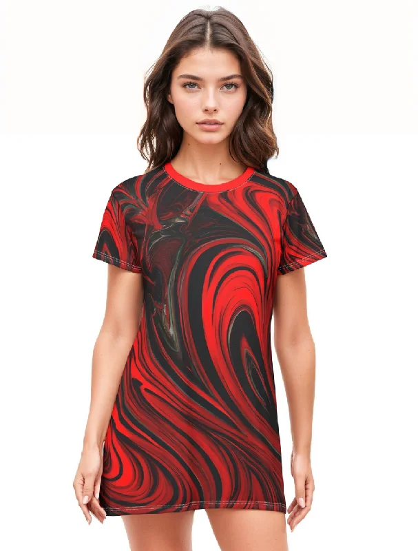 Raging Heart T-Shirt Dress Cashmere Blend Cotton Blend Poly Blend