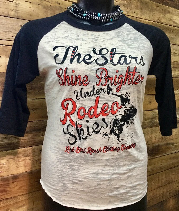 RDR Rodeo Burnout Baseball Tee Beaded Sequined Faux Fur