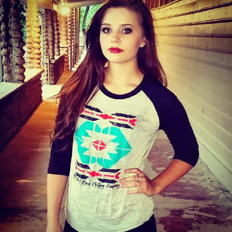 RDR Southwest Baseball Tee Denim Fabric Leather Fabric Suede Fabric