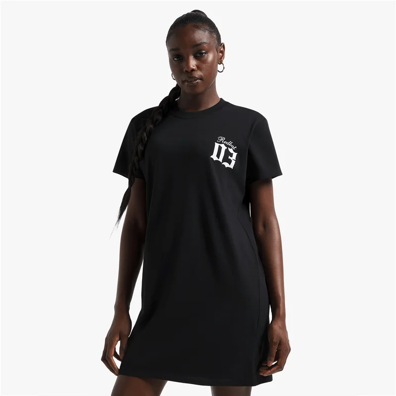 Redbat Women's Black T-Shirt Dress Welt Pockets Slit Pockets Flap Pockets