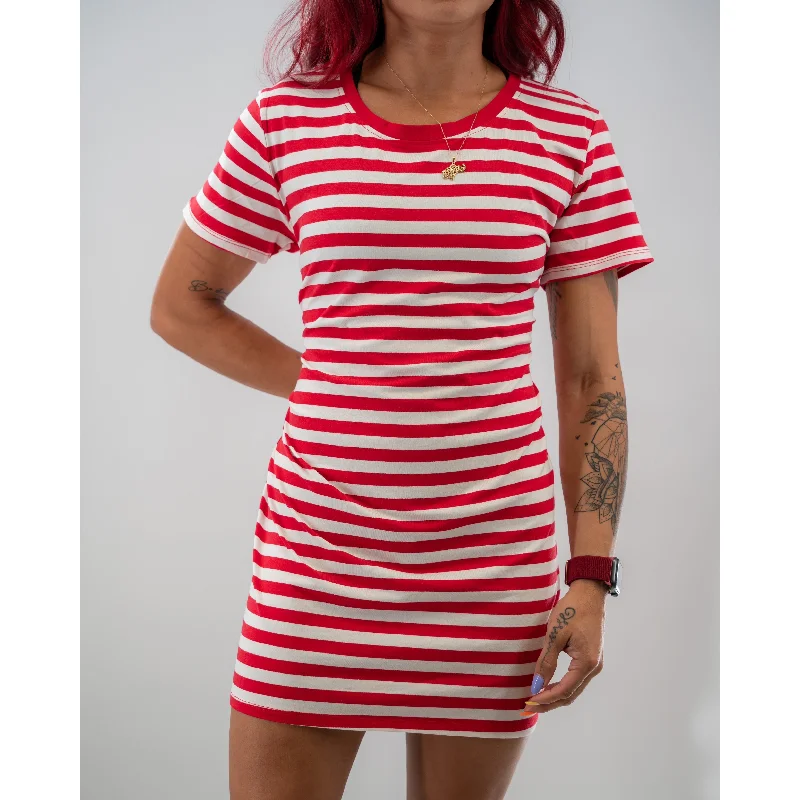 Salty Savage Ladies Striped T-Shirt Dress Striped Floral Plaid