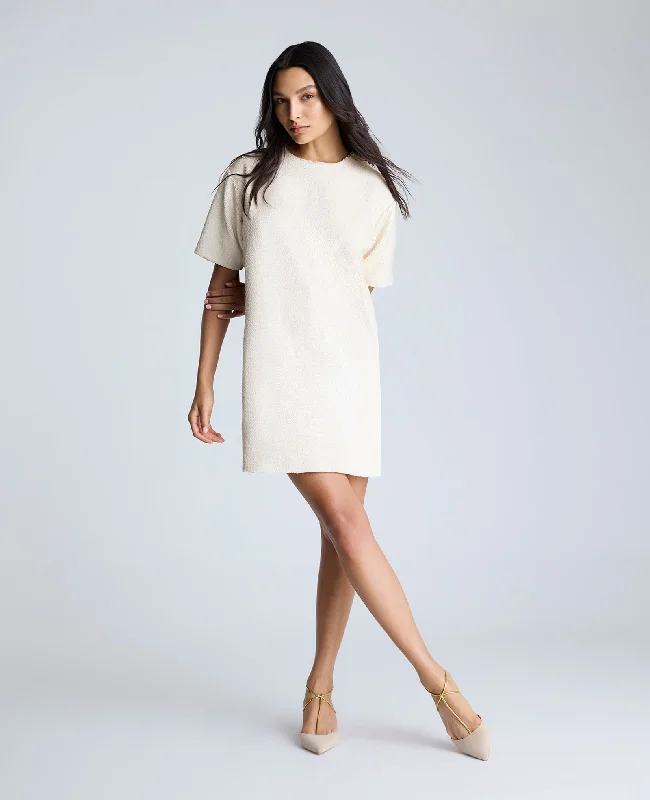 Sequin T-Shirt Shift Dress Houndstooth Herringbone Solid