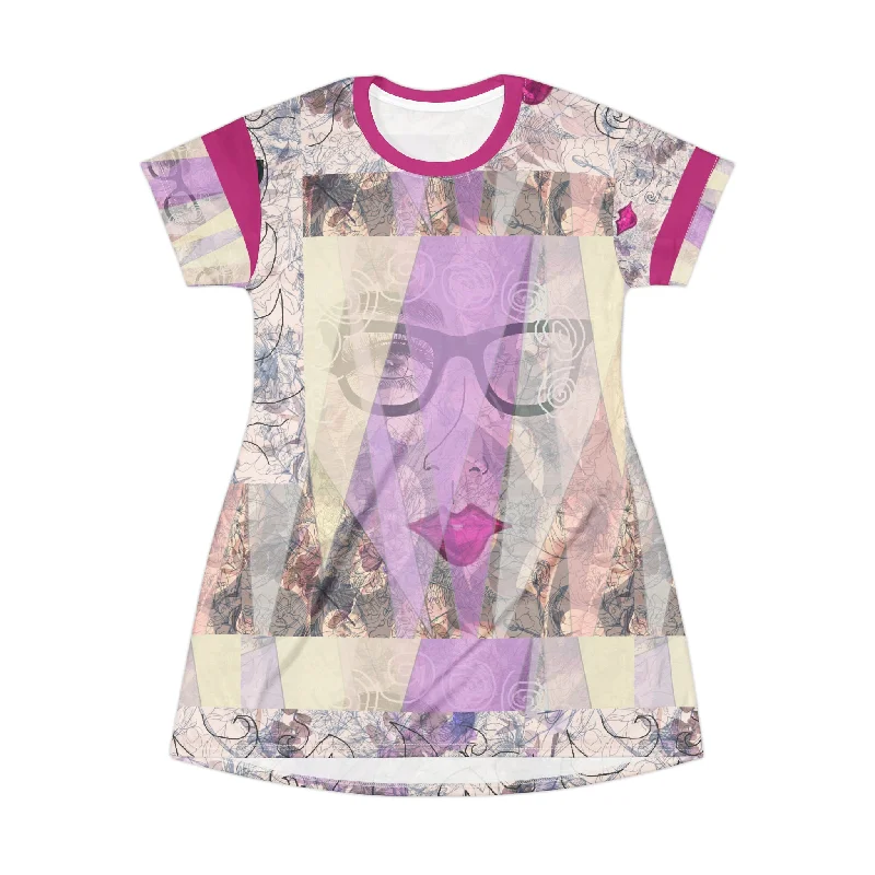 T-Shirt Dress (AOP) SADIE Spandex Blend Rayon Blend Denim Blend
