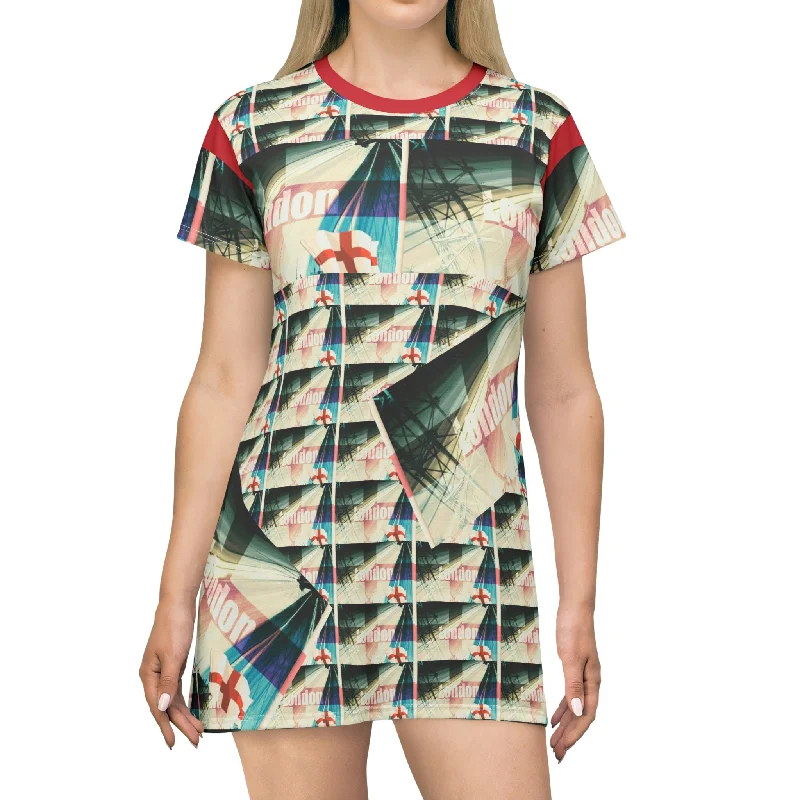 T-Shirt Dress (AOP) VINTAGE LONDON Mesh Fabric Canvas Fabric Denim Fabric