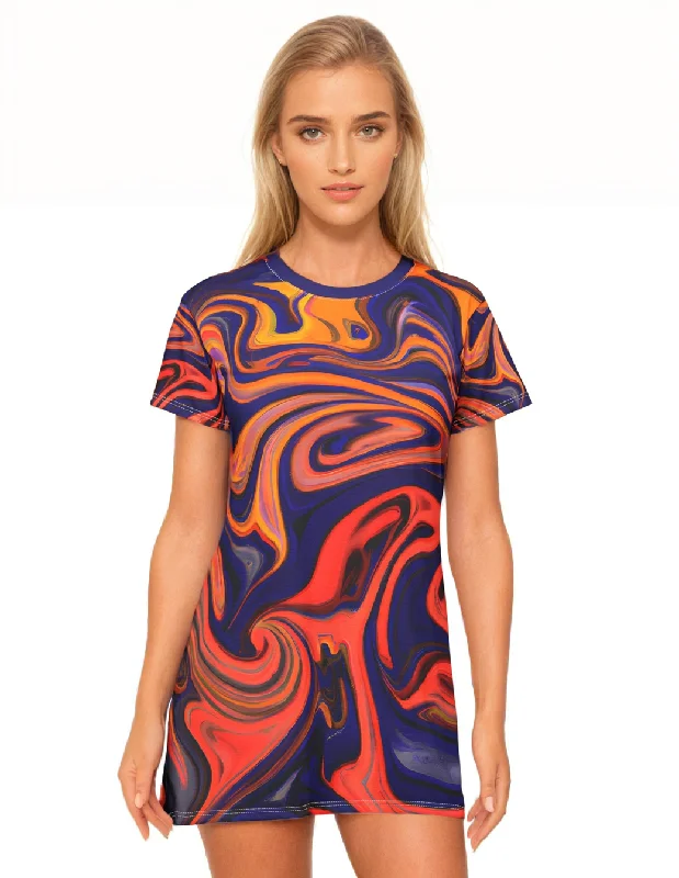 Transcendent Zen T-Shirt Dress Fleece Nylon Spandex
