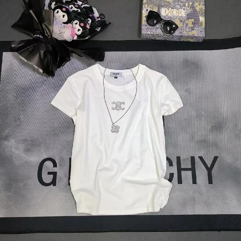 White Glittery Initial T-shirt For Women Terry Blend Velvet Blend Canvas Blend