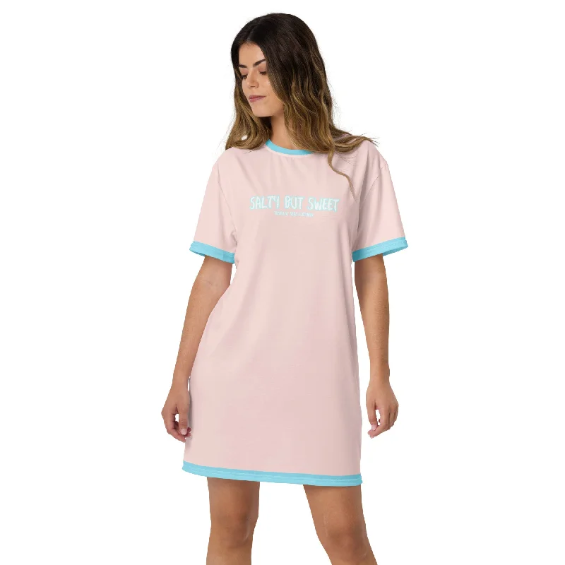 Women's Salty but Sweet T-shirt dress Zippered Front Buttoned Front Snap Front