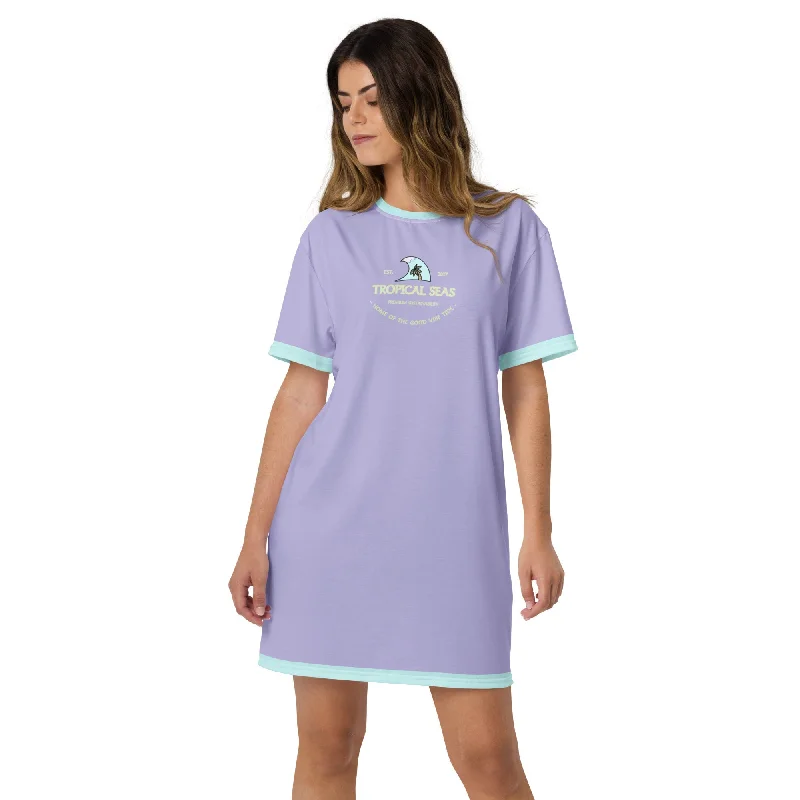 Women's Tropical Seas T-shirt dress Collared T-Shirt Boat Neck A-Line