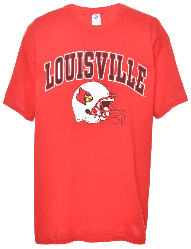 Louisville Printed T-shirt - L Hooded Caped Shawl Collar
