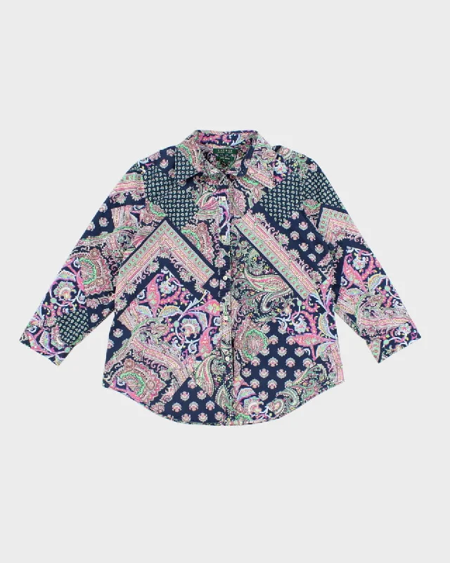 00s Ralph Lauren Paisley Blouse - L Puff Sleeve Blouse