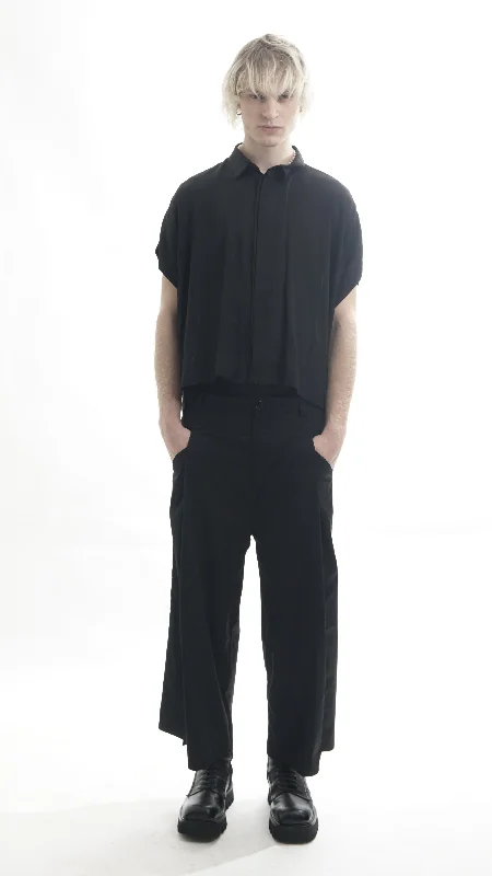 B62D - Oversized Flap Blouse Short Sleeve Sleeveless Summer Blouse