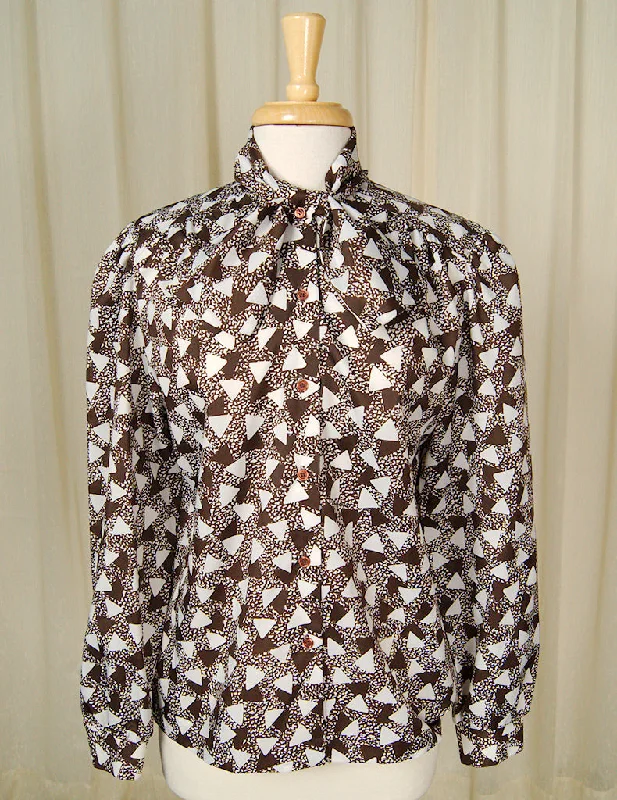 80s does 1940s Triangle Blouse Lightweight Floral Blouse
