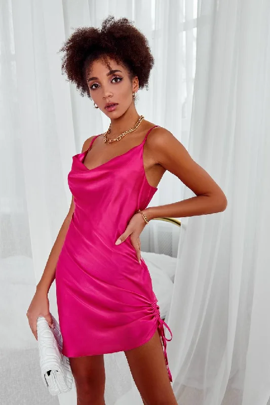 Crimson Silk Slip Mini Dress Trendy Denim Mini Dress