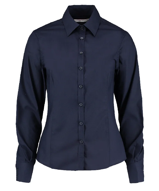 Dark Navy - Business blouse long-sleeved (tailored fit) Gathered Detail Blouse