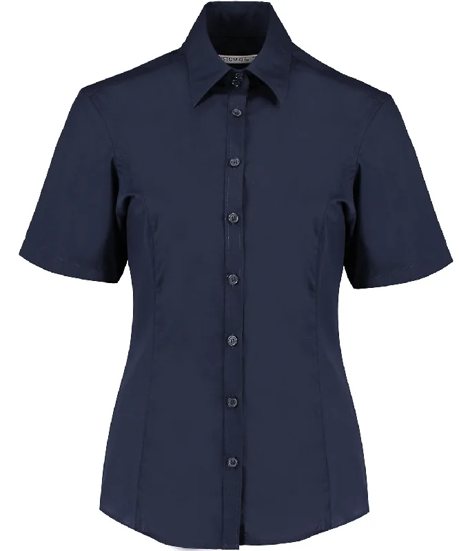 Dark Navy - Business blouse short-sleeved (tailored fit) Vintage Lace Blouse