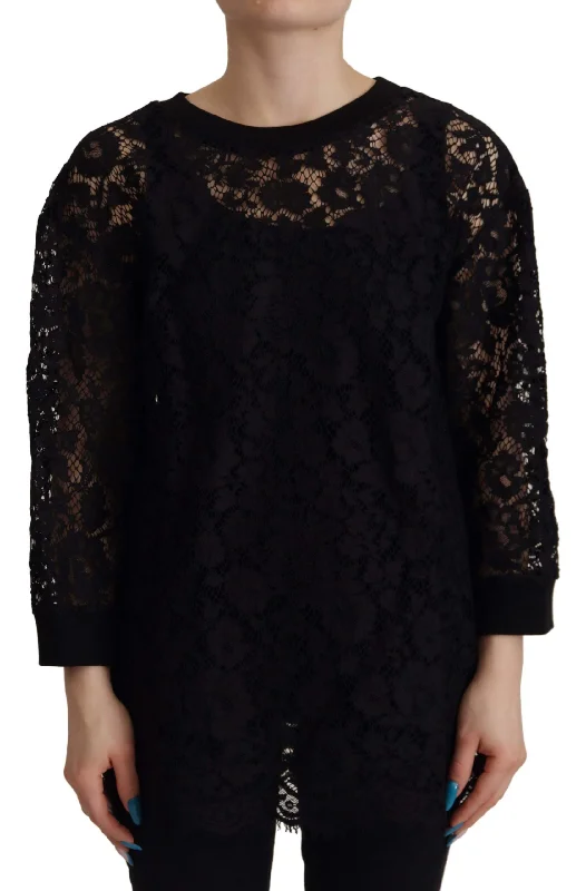 Dolce & Gabbana Elegant Black Long Sleeve Blouse Top Soft Satin Blouse