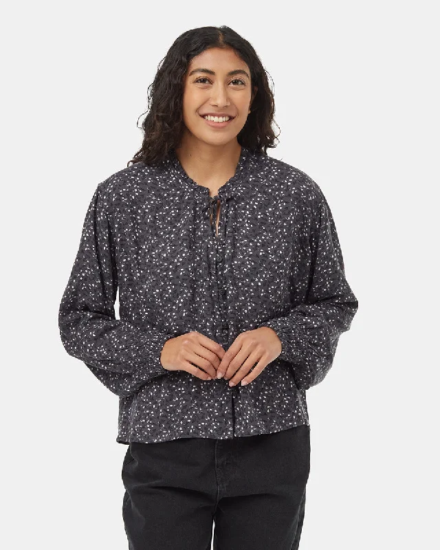 EcoWoven Crepe Smocked Blouse Elegant Office Blouse