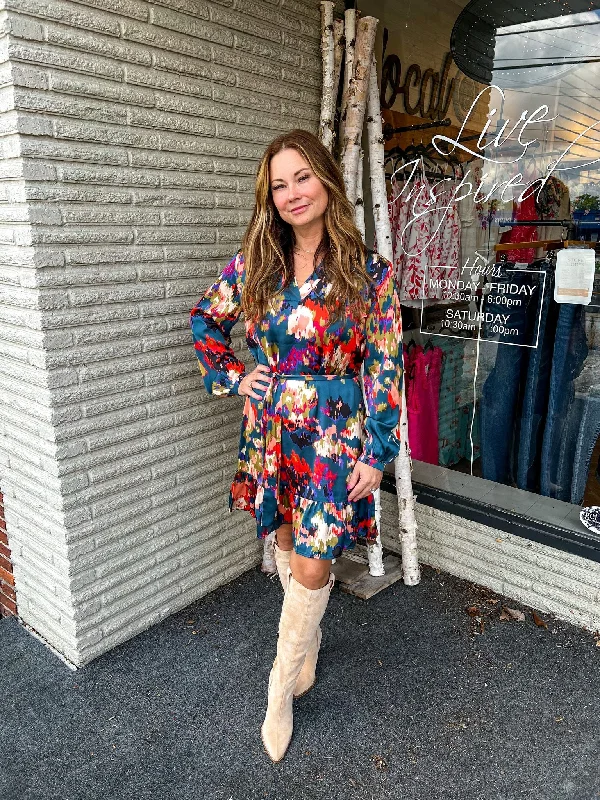 "Fallin' For You" Long Sleeve Mini Dress Casual Button-Up Mini Dress