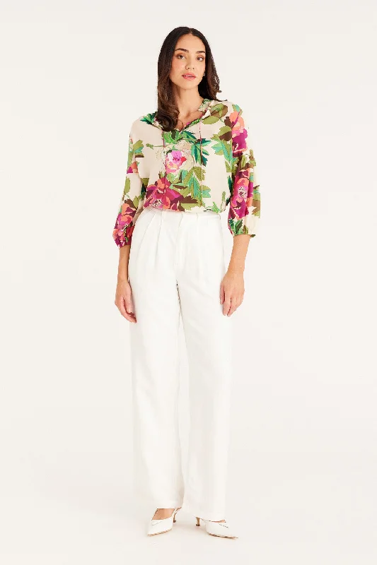 Fleur Blouse - Pink Floral Embroidered Cotton Blouse