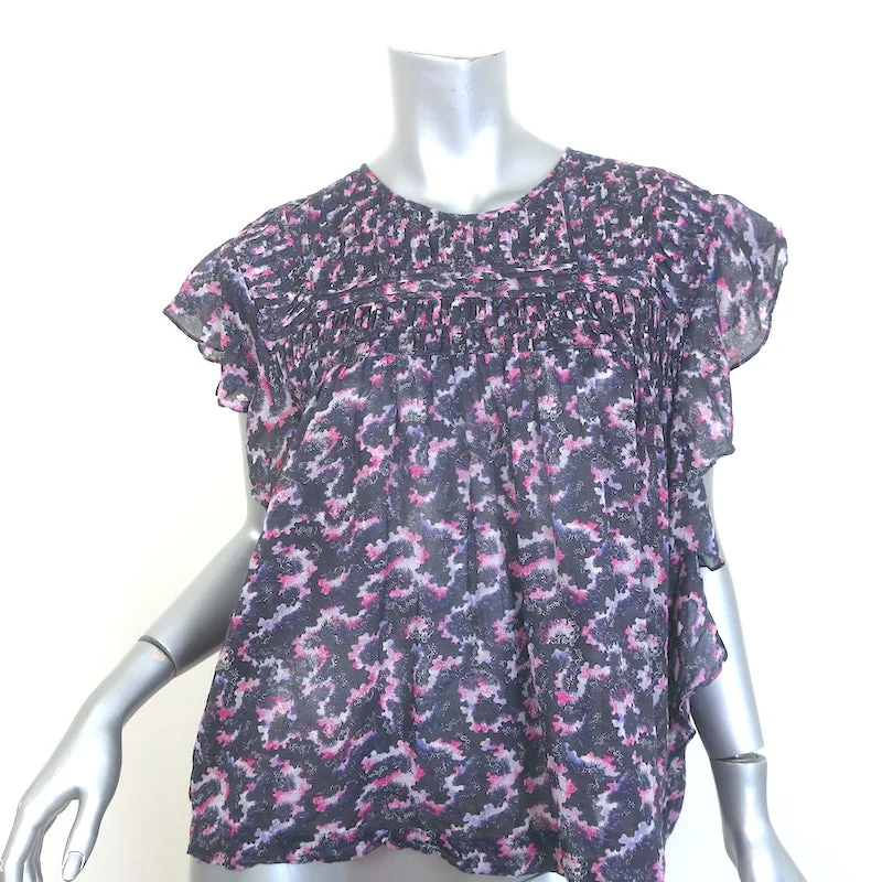 Isabel Marant Etoile Ilayona Blouse Printed Cotton Size 40 Flutter Sleeve Top Balloon Sleeve Blouse Isabel Marant Etoile Ilayona Blouse Printed Cotton Size 40 Flutter Sleeve Top Balloon Sleeve Blouse
