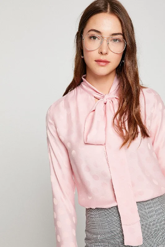 Pink Blouse Sheer Mesh Blouse