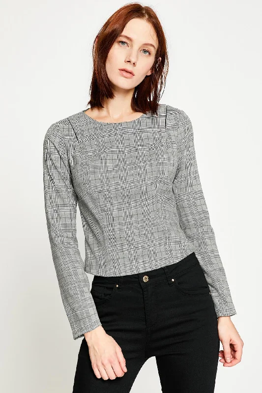 Women Black Blouse Ruffled Neck Blouse