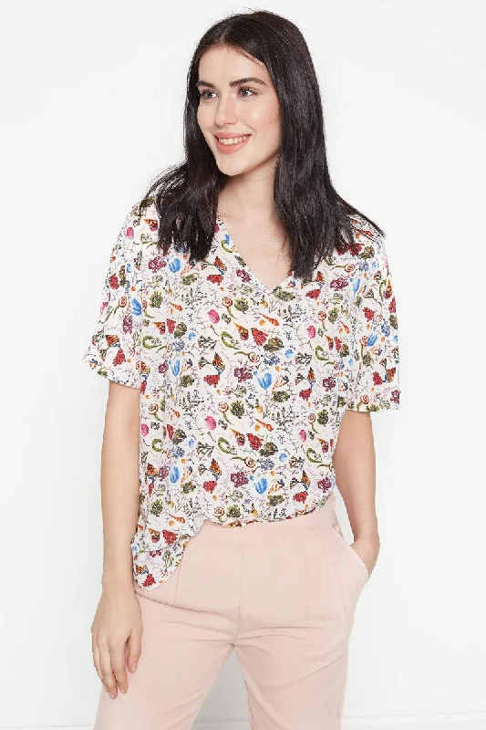 Women Raw White Print Blouse Sleeveless Summer Blouse